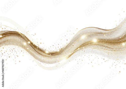 Gold wave abstract design with sparkles