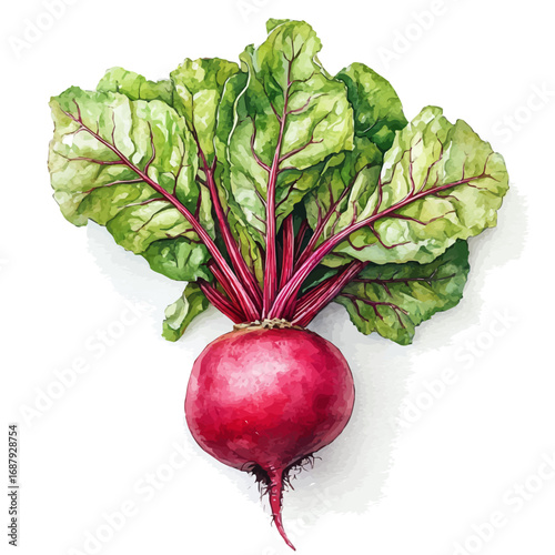 watercolor vector of Beetroot, isolated on a white background.