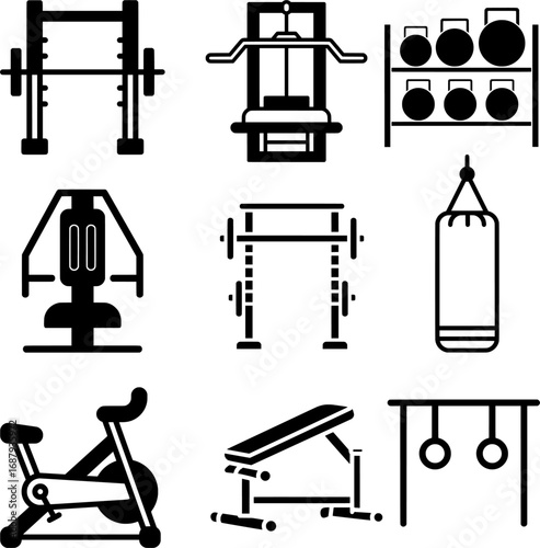 Gym and Fitness Equipment Icons Set