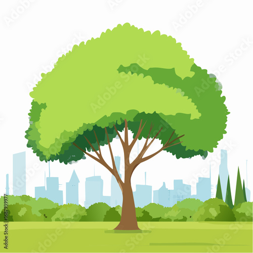 Vector watercolor green tree or fren side view isolated on white background for landscape and architecture drawing,elements for environment or and garden,Shrub for .