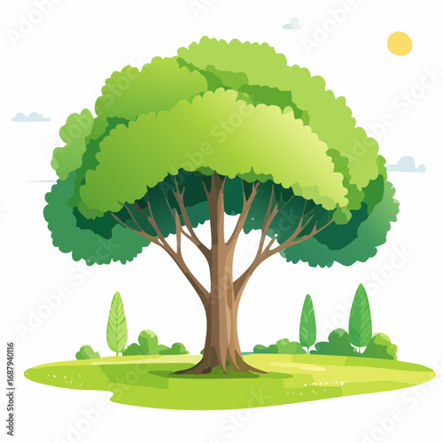 Vector watercolor green tree or fren side view isolated on white background for landscape and architecture drawing,elements for environment or and garden,Shrub for .