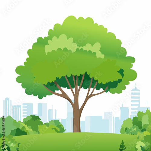 Vector watercolor green tree or fren side view isolated on white background for landscape and architecture drawing,elements for environment or and garden,Shrub for .