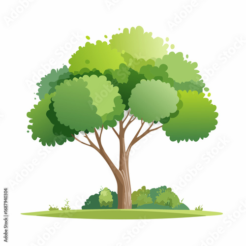 Vector watercolor green tree or fren side view isolated on white background for landscape and architecture drawing,elements for environment or and garden,Shrub for .