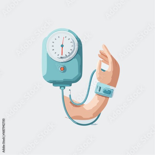 Minimalist Vector Icon of Arm with Blood Pressure Cuff Monitor
