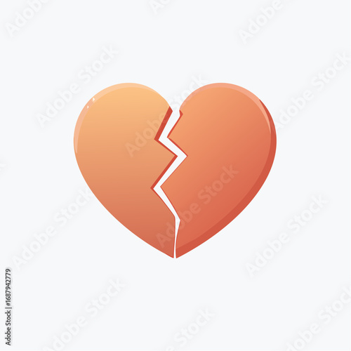 Minimalist Vector Icon of Heart with Crack Symbol Representing Hypertension Complications