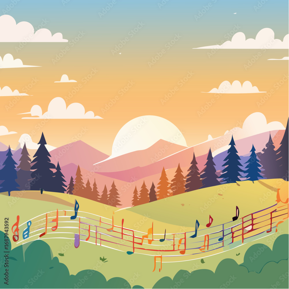 Naklejka premium Colorful music notes background vector