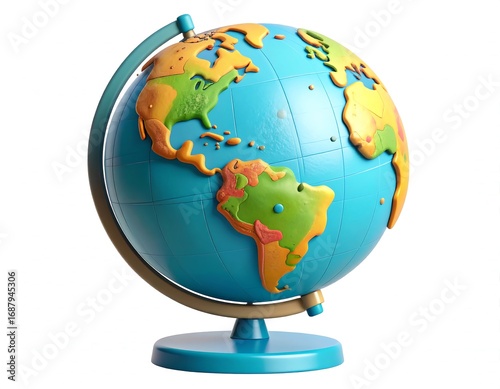 Colorful cartoon globe on a stand