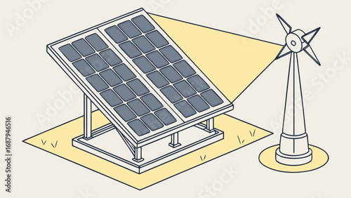 Solar panel and wind turbine renewable energy system for sustainable power generation and green technology use