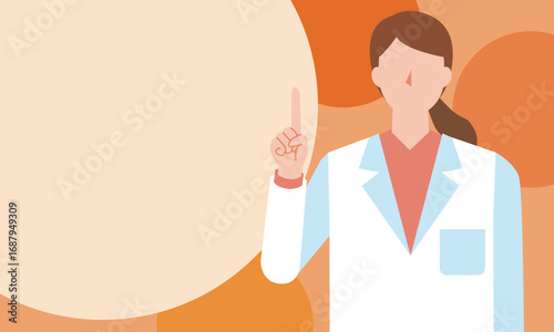 解説する白衣を着た女性