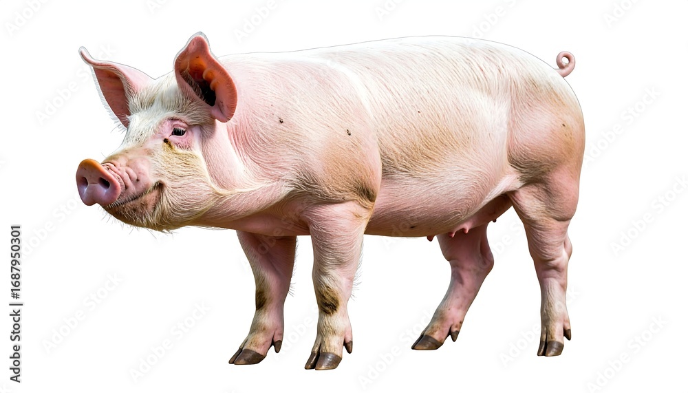 Fototapeta premium Pink pig, full body, studio shot