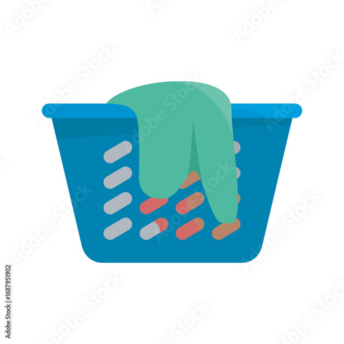 Dirty clothes basket icon flat vector design illustration template in trendy style