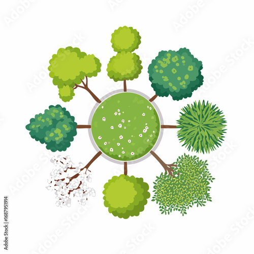 set of tree top view for landscape plan and architecture element