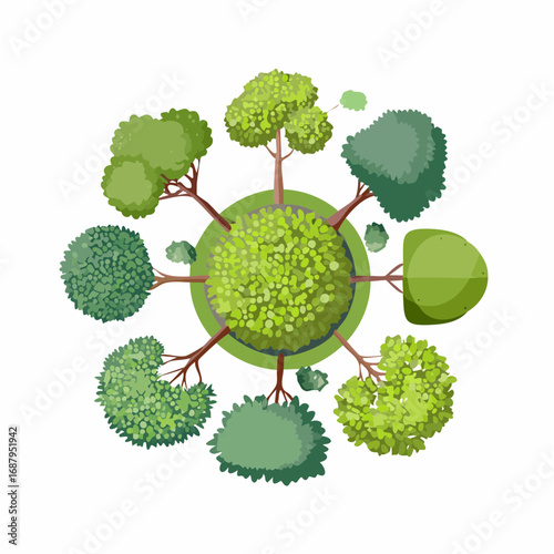 set of tree top view for landscape plan and architecture element