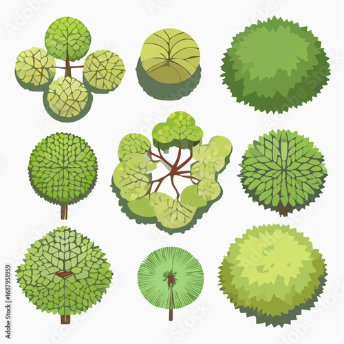 set of tree top view for landscape plan and architecture element