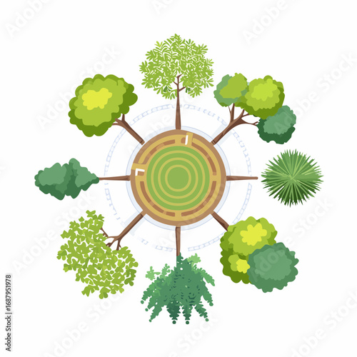set of tree top view for landscape plan and architecture element