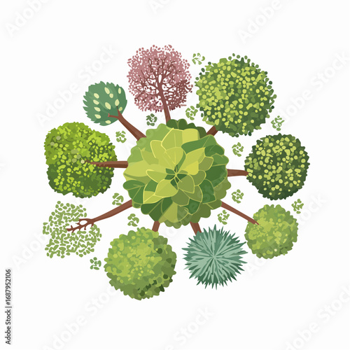 set of tree top view for landscape plan and architecture element