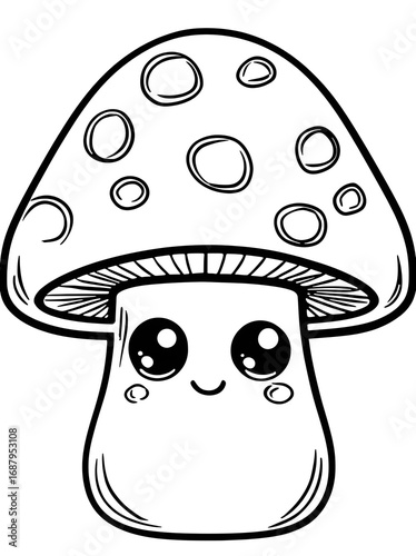 Kawaii mushroom coloring page