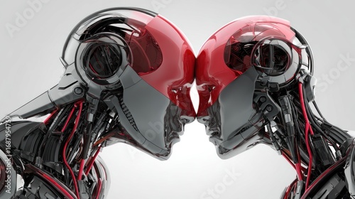 Two futuristic robots face each other (1)