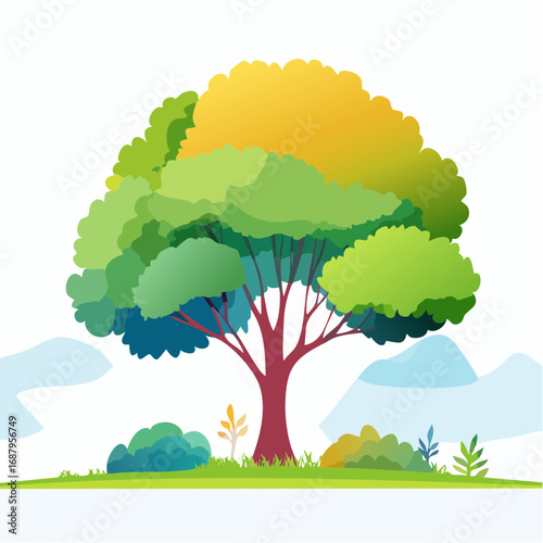 Vector of abstract watercolor tree side view isolated on white background for landscape plan and architecture layout drawing, elements for environment and .