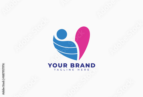 People heart care logo design element