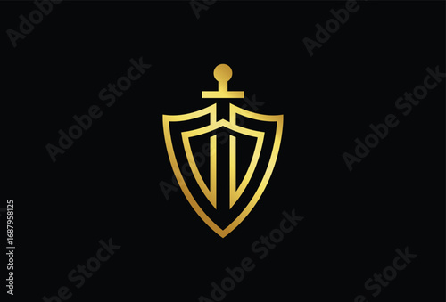 Royal Security with Sword and Shield Icon Logo Design Element