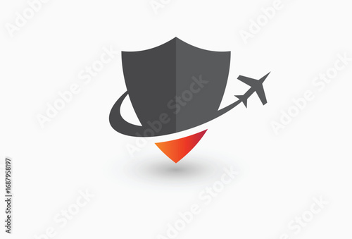 plane shield safety flight icon logo design