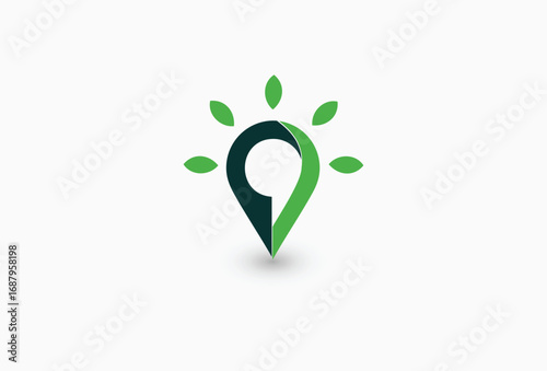 Pin with eco leaves Geotag or location logo icon design