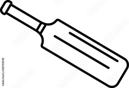 Simple outline cricket bat icon represents sport and athleticism for design projects vector
