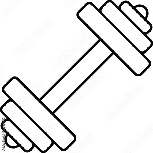 Simple line drawing of a dumbbell for fitness and weightlifting
