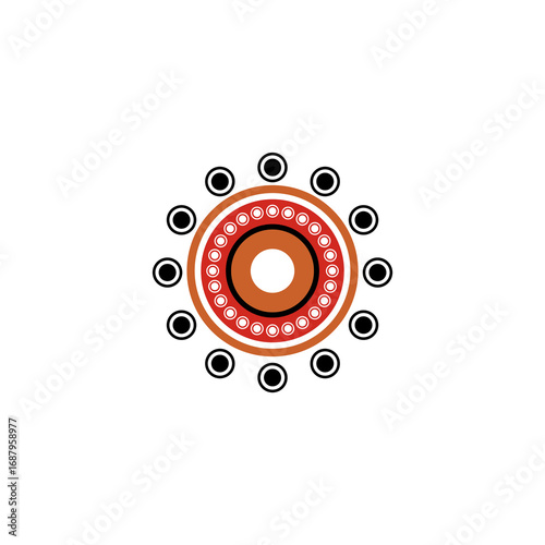 Aboriginal Dot Painting Style Circular Cultural Symbol