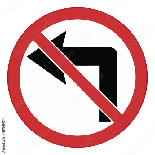 No left turn traffic sign prohibitory symbol
