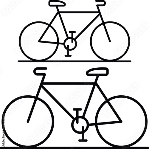 Simple line drawing of a bicycle with two wheels and a frame