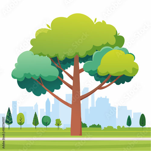 Vector of abstract watercolor tree side view isolated on white background for landscape plan and architecture layout drawing, elements for environment and .