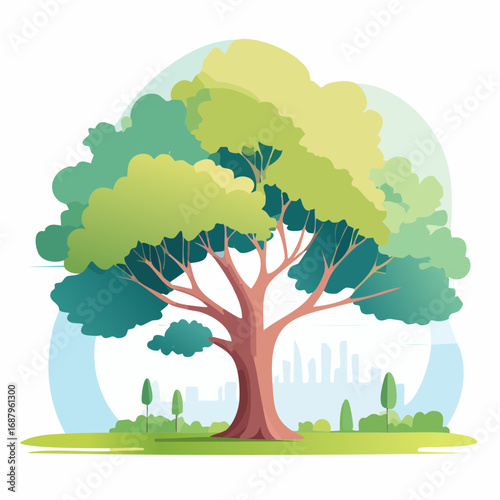 Vector of abstract watercolor tree side view isolated on white background for landscape plan and architecture layout drawing, elements for environment and .
