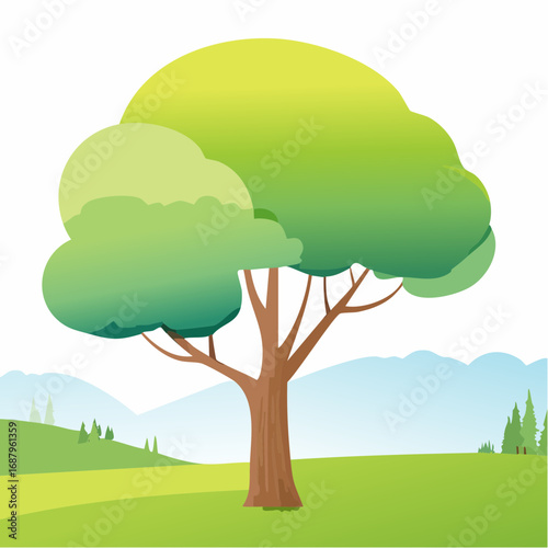 Vector of abstract watercolor tree side view isolated on white background for landscape plan and architecture layout drawing, elements for environment and .