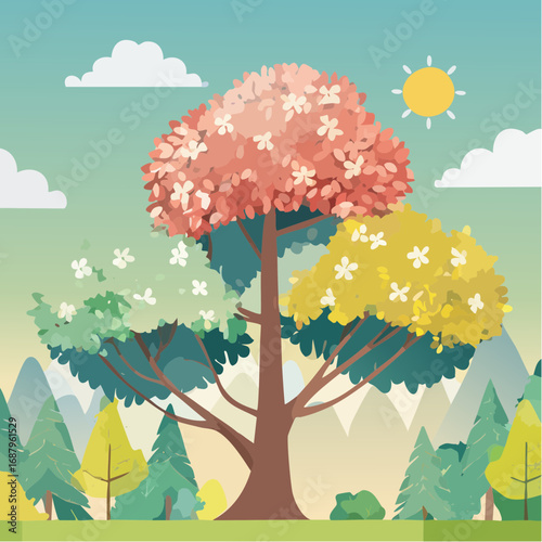 Tree or forest top view for landscape layout,watercolor plant for architecture drawing, environment and garden,botanical elements for plan,blooming tree in .