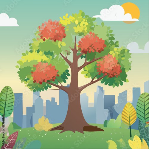 Tree or forest top view for landscape layout,watercolor plant for architecture drawing, environment and garden,botanical elements for plan,blooming tree in .