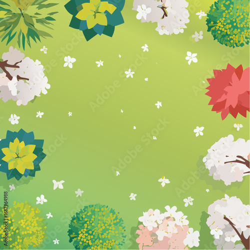 Tree or forest top view for landscape layout,watercolor plant for architecture drawing, environment and garden,botanical elements for plan,blooming tree in .