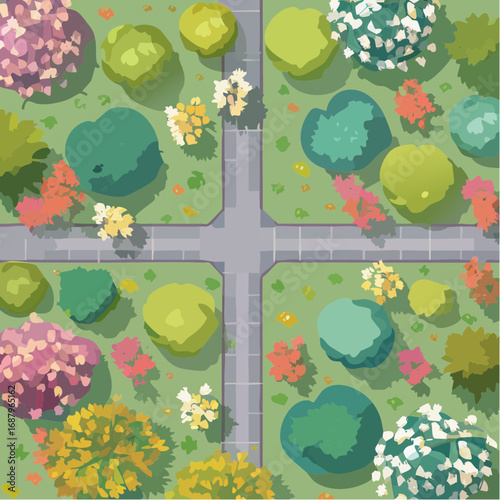 Tree or forest top view for landscape layout,watercolor plant for architecture drawing, environment and garden,botanical elements for plan,blooming tree in .
