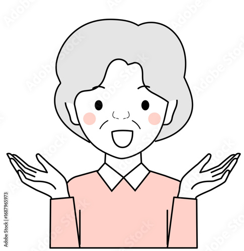 両手を広げるシニア女性