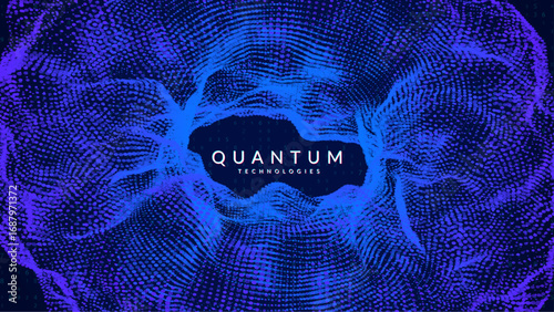 Big Data Torus Abstract Background. Technology Bg With Dynamic Dots And Numbers For AI Network. The Cyber Space Banner Showcasing The Latest Technology In Motion. Blue Tech Big Data Torus
