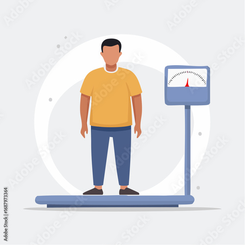 Human Figure with Balance Scale Minimalist Icon Vector for Obesity Awareness