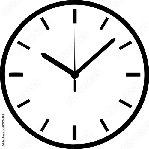 Modern minimalist clock face displays precise time for punctual professionals and efficient scheduling needs.
