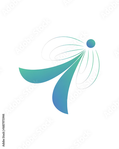 Abstract arrow logo isolated on transparent background, a symbol of growth and progress