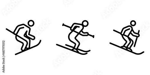 ski outline or line icon design bundle.