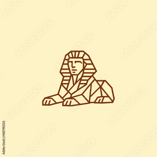 Sphinx line art minimalist logo design.
