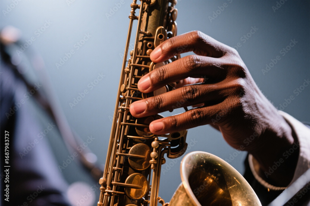 Obraz premium man playing saxophone