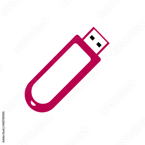 Pink usb flash drive icon isolated on transparent background