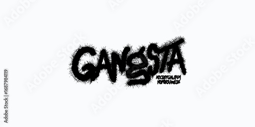 Gangsta is a gritty spiky grunge font brush display typeface with rough, ink-splatter edges. Perfect for street art, urban posters, hip-hop branding, music flyers, logos, rebellious graphic projects.	
