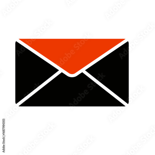 Orange envelope icon isolated on transparent background